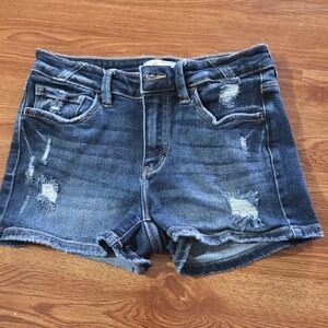 KanCan Dark Blue Distressed Jean Shorts